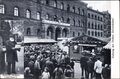 Gruß von der <!--LINK'" 0:104-->, historische Ansichtskarte mit Fotografie der Aussteuerungs-Anstalt - Heiratskasse und dem Fürther Original Andreas Schmalz, um 1930