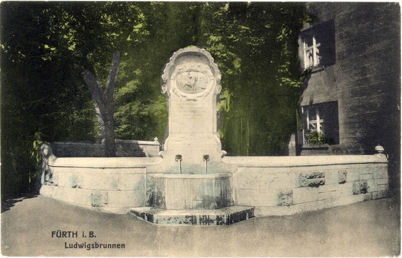 Datei:AK Ludwigsbrunnen gel 1908.jpg