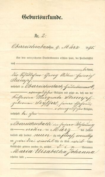 Datei:Geburtsurkunde Marie Stumpf.jpg