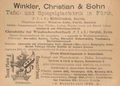 Werbeanzeige der Firma Christian Winkler & Sohn, 1896