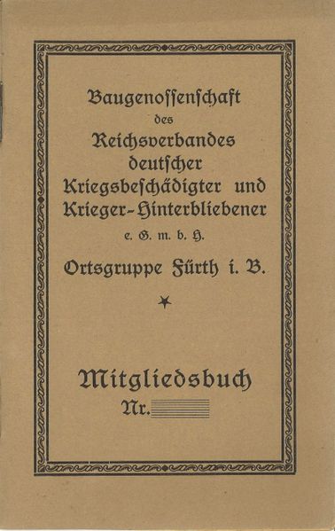 Datei:Mitgliedsbuch Baugenossenschaft Reichsverband Kriegsbeschädigter.jpg