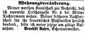 Wohnungsveränderung von Benedikt Rosen zu Witwe Tochtermann, August 1868