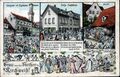 Gruß von der <!--LINK'" 0:19-->, historische Ansichtskarte mit verschiedenen Wirtschaften in der Altstadt, um 1910