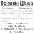 Werbeanzeige Restauration Wamser, August 1900 <span class="smw-highlighter" data-type="8" data-state="inline" data-title="Hinweis" title="Erstellungsdatum: August 1900Lizenz: CC-BY-NC-SA-4.0"><span class="smwtticon note"></span><span class="smwttcontent">Erstellungsdatum: August <!--LINK'" 0:24--><br>Lizenz: CC-BY-NC-SA-4.0</span></span>