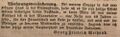 Zeitungsanzeige von Georg Friedrich Weihand in der Blumenstraße, November 1842 <span class="smw-highlighter" data-type="8" data-state="inline" data-title="Hinweis" title="Erstellungsdatum: November 1842Lizenz: NOC-NC-1.0"><span class="smwtticon note"></span><span class="smwttcontent">Erstellungsdatum: November <!--LINK'" 0:27--><br>Lizenz: NOC-NC-1.0</span></span>