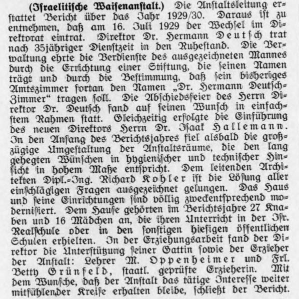 Datei:Waisenhaus, nürnberg-fürther Israelitisches Gemeindeblatt 1. Juli 1930.png