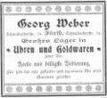 Werbeanzeige Georg Bauer, August 1900 <span class="smw-highlighter" data-type="8" data-state="inline" data-title="Hinweis" title="Erstellungsdatum: August 1900Lizenz: CC-BY-NC-SA-4.0"><span class="smwtticon note"></span><span class="smwttcontent">Erstellungsdatum: August <!--LINK'" 0:16--><br>Lizenz: CC-BY-NC-SA-4.0</span></span>