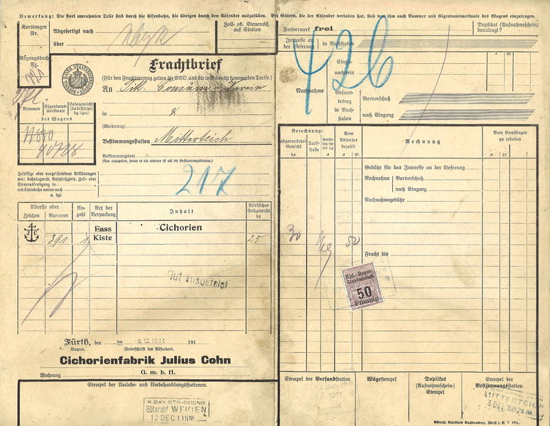 Datei:Frachtbrief Julius Cohn.jpg