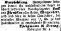 Zeitungsanzeige "Weigmann & Streng", Juni 1863