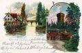 Ansichtskarte mit der Ludwigsbrücke und der Alten Veste, gel. Okt 1914