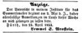 Anzeige von Lemmel Arnstein im <!--LINK'" 0:36-->, 26. April 1853