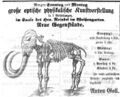 Werbeannonce für eine "optische physikalische Kunstvorstellung" im Weißengarten-Saal, Dezember 1857