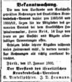 Bekanntmachung israel. Krankenbesuchsverein, Fürther Tagblatt 18. januar 1860