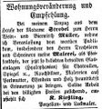 Zeitungsanzeige des Porzellanmalers Konrad Kießling, Mai 1855