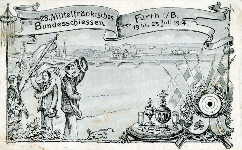 Datei:AK Mfr Bundesschießen Fürth Juli 1914.jpg