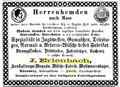 Werbeanzeige J. Erlenbach Wäschefabrik 1889