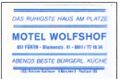 Zündholzschachtel-Etikett vom ehemaligen Motel Wolfshof, um 1965 <span class="smw-highlighter" data-type="8" data-state="inline" data-title="Hinweis" title="Urheber: Motel WolfshofLizenz: cc-by-sa-4.0"><span class="smwtticon note"></span><span class="smwttcontent">Urheber: <a class="mw-selflink selflink">Motel Wolfshof</a><br>Lizenz: cc-by-sa-4.0</span></span>