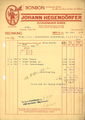 Rechnung der Fa. Johann Hegendörfer (Handelsmarke <i>JOHE</i>) von 1938