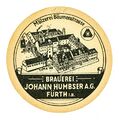 Bierdeckel der Brauerei Humbser in der Bäumenstraße - ebenfalls im Bild die Brauerei Geismann, ca. 1960