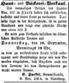Verkaufsanzeige, September 1857