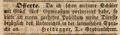 Heidegger bietet Lateinunterricht, Fürther Tagblatt, 28. November 1849