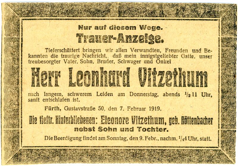 Datei:Leonhard Vitzethum 1919 Todesanzeige.jpg