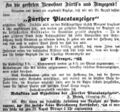 Der "Fürther Placatanzeiger" erscheint bei F. Weintz, August 1874