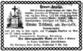 Traueranzeige für die Uhrmachersgattin Emma Teschner, Juni 1874