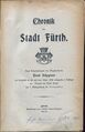 Titelseite: Chronik der Stadt Fürth 1887 - 1907 (Käppner-Chronik)