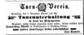 Turnverein im Dockelesgarten; Fürther Tagblatt 29.10.1874