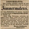 Zeitungsannonce des Tünchermeisters Georg Hoffmann, Februar 1845
