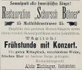Werbeannonce Restauration "Schorsch Böhner", Juli 1898