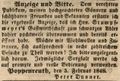 Zeitungsannonce des Wirts <!--LINK'" 0:31--> Peter Danner, Februar 1848