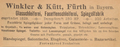 Werbeanzeige der Firma Winkler & Kütt, 1896