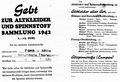Kleidersammlung im Juni 1942 - Flugblatt