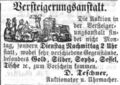 Zeitungsanzeige des Uhrmachers und Auktionators <!--LINK'" 0:39-->, September 1861
