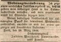 Zeitungsanzeige des Zimmermeisters <a class="mw-selflink selflink">Johann Weithaas</a>, März 1846
