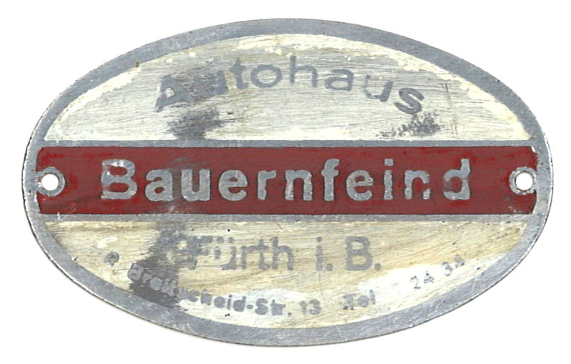 Datei:Plakette Autohaus Bauernfeind.jpg