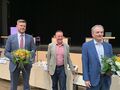 Wiederwahl der berufsmäßigen Stadträte Mathias Kreitinger und Horst Müller, Bildmitte Oberbürgermeister Dr. Thomas Jung, Juni 2021