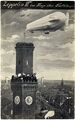 Ansichtskarte mit einem Zeppelinüberflug. Die Karte entstand vermutlich zur ersten Landung eines Luftschiffes in Nürnberg am 29. März 1909.