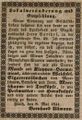 Zeitungsannonce des Kaufmanns und späteren Bronzefarbenfabrikanten <a class="mw-selflink selflink">Bernhard Ullmann</a>, Mai 1844