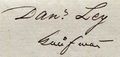 Unterschrift des Fürther Kauf- und Geschäftsmanns Daniel Ley, 1874