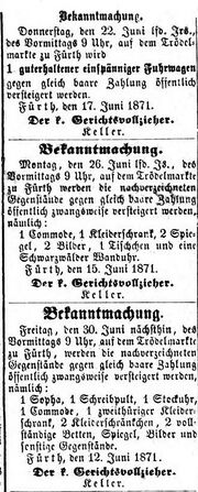 Versteigerung am Trödelmarkt, Fürther Tagblatt 18.06.1871.jpg