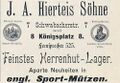Werbeannonce "J. A. Hierteis Söhne", Juli 1898