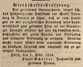 Werbeannonce für das Lokal "zum goldenen Pfauen", 1834