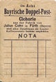 Notizzettel der Fa. Julius Cohn, ca. 1910