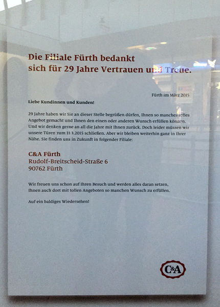 Datei:C&A Schliessug März 2015.jpg