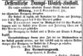 Ankündigung der Eröffnung der Dampf-Wasch-Anstalt, Oktober 1857