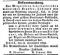 Bekanntmachung Kranken-Institut, Fürther Tagblatt 13. September 1853