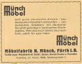 Historische Werbeanzeige von Möbel Münch, 1933